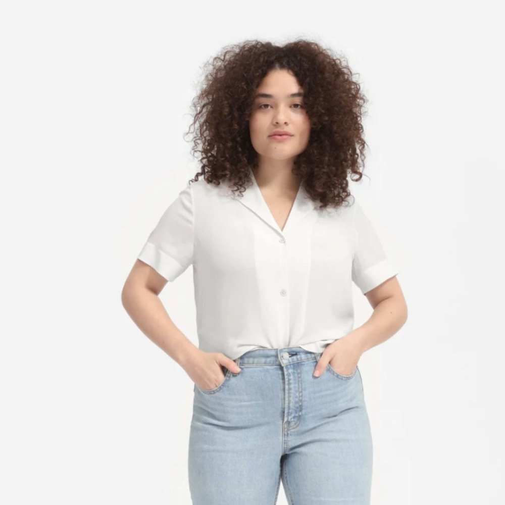 Everlane Clean Silk Short-Sleeve Notch Shirt
